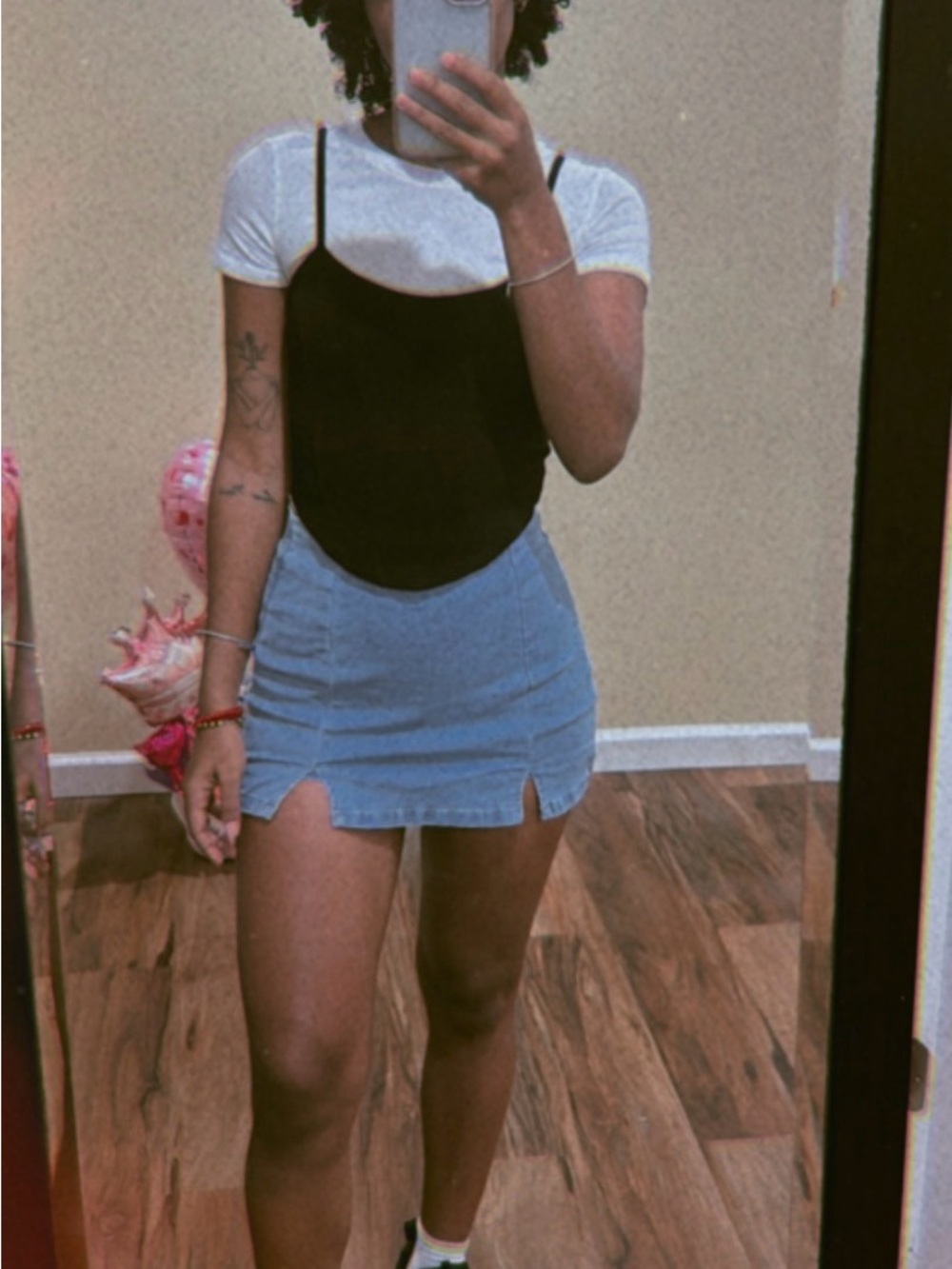 SHEIN Light Blue Denim Mini Shorts